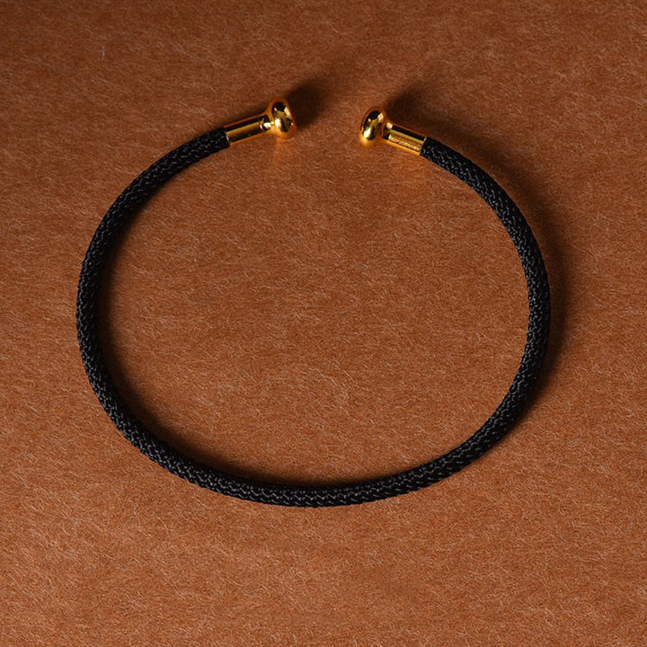 Buddha Stones, schlichtes Design, handgefertigtes Glücksgeflecht-Manschettenarmband - Schwarz - image 12