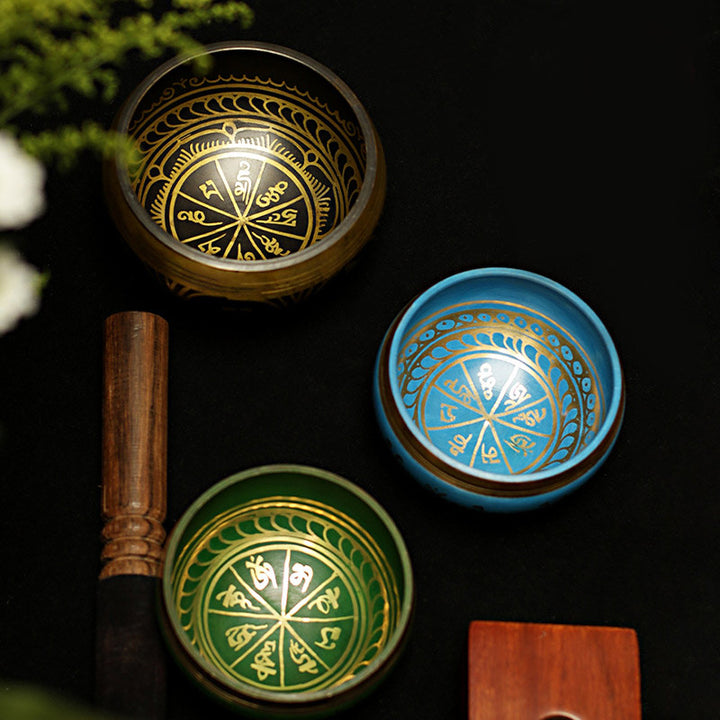 Buddha Stones Tibetische Meditations-Klangschale, handgefertigt, für Heilung und Achtsamkeit, Unterstützung, Schutz, Klangschalen-Set - image 0