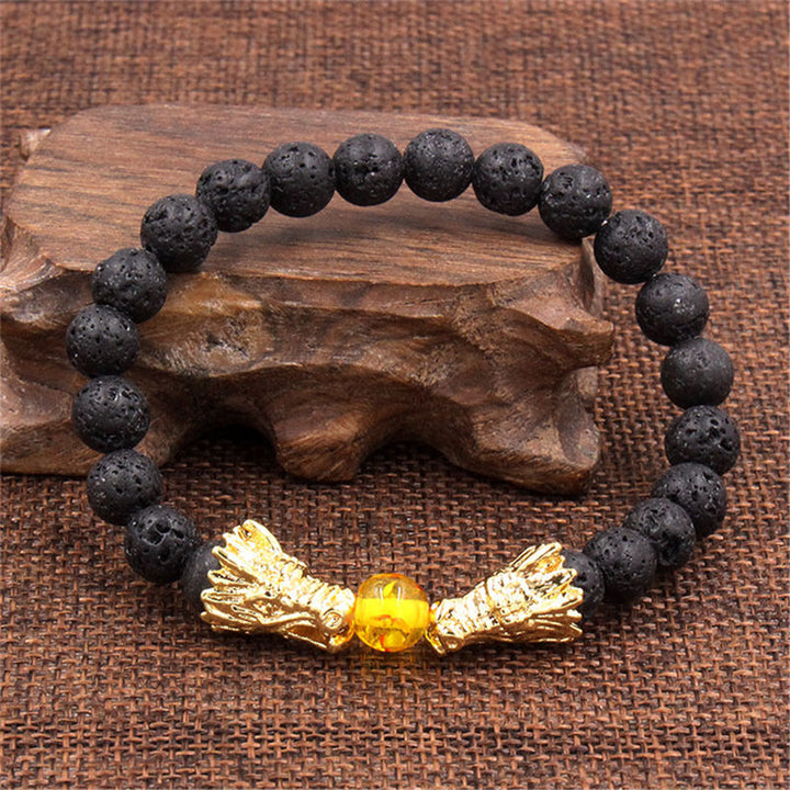 Buddha Stones Weiß Türkis Lava Rock Dragon Blessing Perlenarmband - image 17