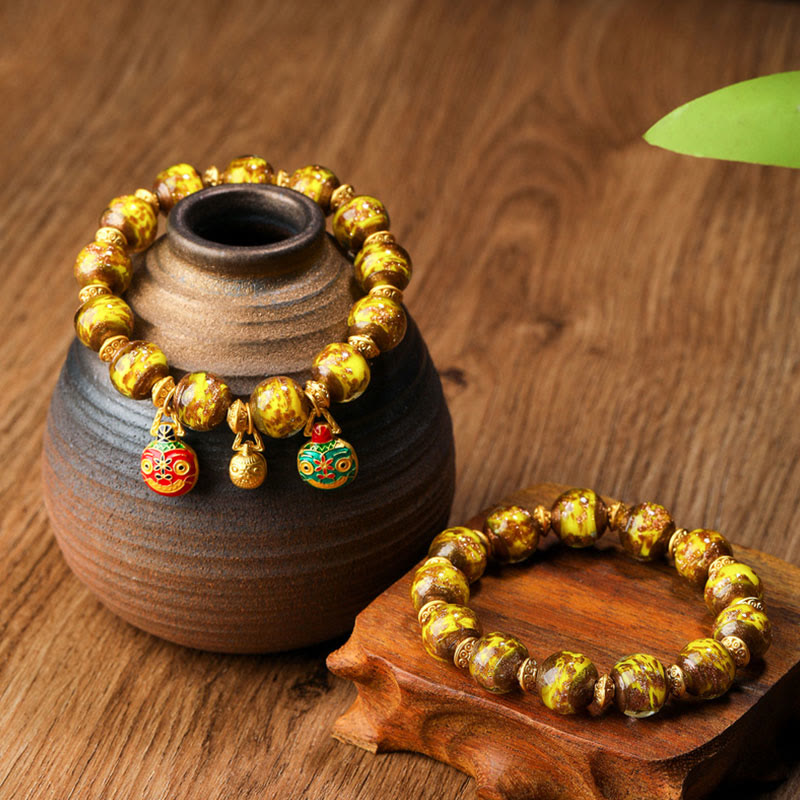 Buddha Stones Gold Schlucktier Familie Charm Liuli Glasperlen Glücksarmband - image 3