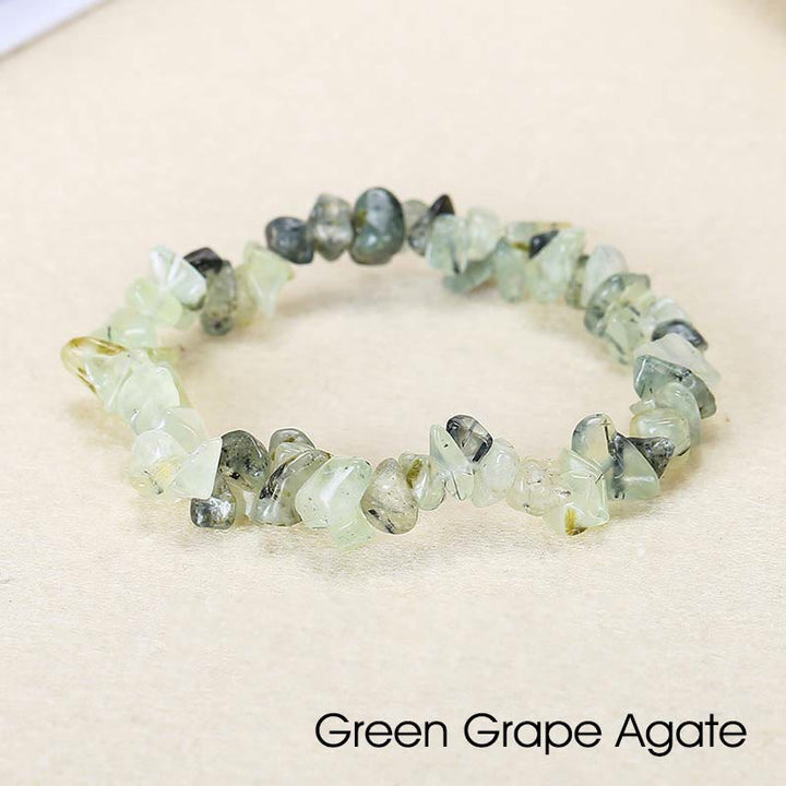 Armband aus natürlich geformtem, unregelmäßig geformtem Kristallstein – wohltuende Wärme - Grüner Traubenachat (Handgelenkumfang: 15-18 cm) - image 52