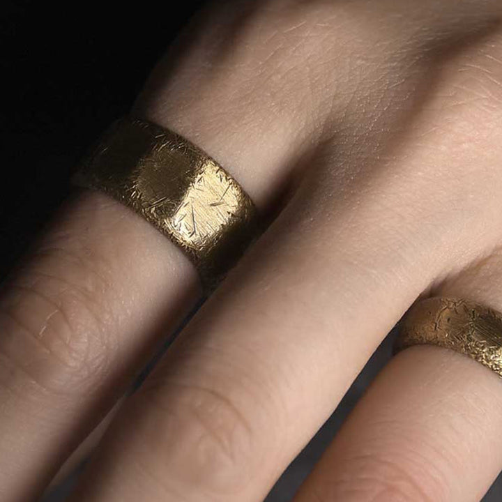 Buddha Stones Tibetischer schlichter Reichtumsring aus mattiertem Kupfer und Messing - image 12