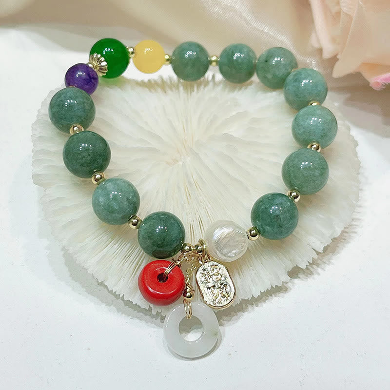 Buddha-Steine Jade Rot Achat Peace Schnalle Charm Vertrauen Armband