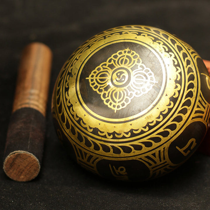 Buddha Stones Tibetische Meditations-Klangschale, handgefertigt, für Heilung und Achtsamkeit, Unterstützung, Schutz, Klangschalen-Set - image 10