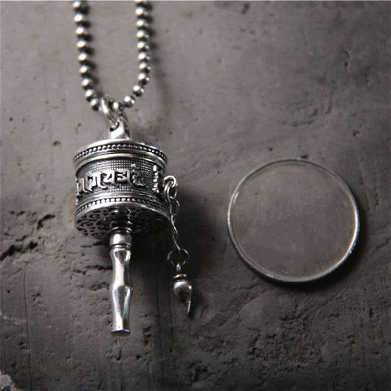 925 Sterling Silber Om Mani Padme Hum Gebetsmühle Reinheit drehbarer Halskettenanhänger - image 3