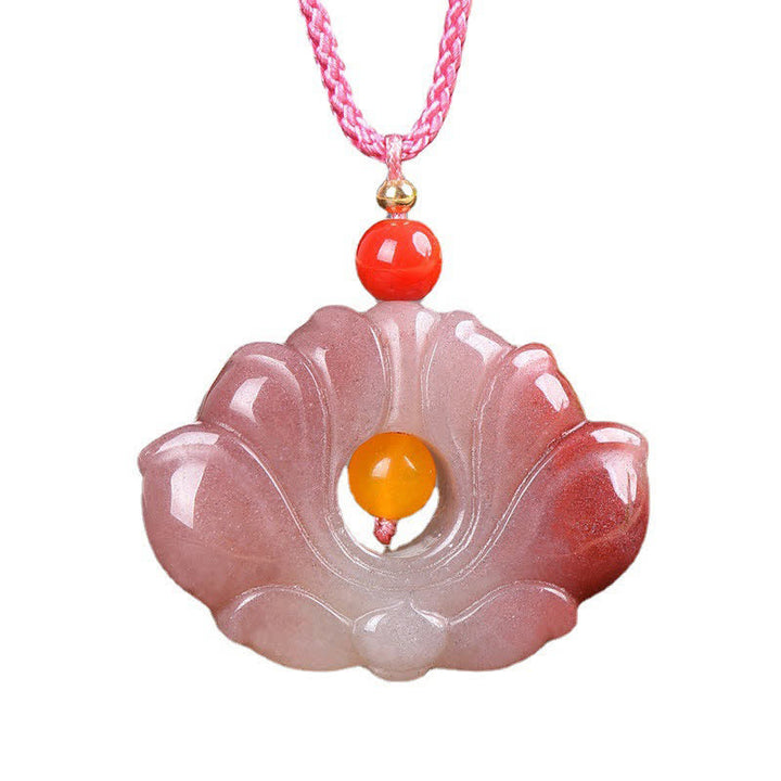 Rosa goldene Seiden-Jade-Lotusblume-Reichtum-Halsketten-Anhänger - image 7
