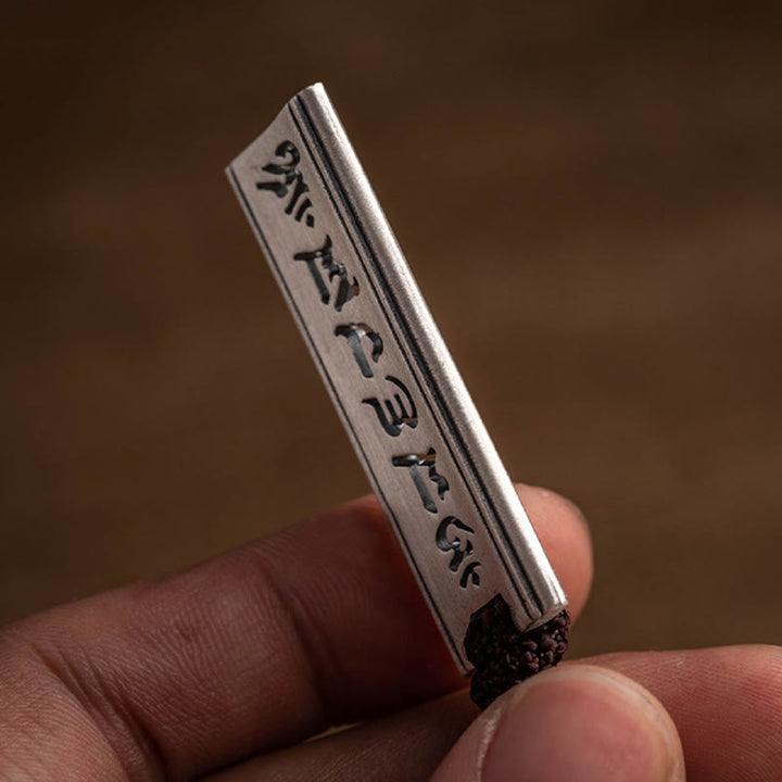 Buddha Stones 999 Sterling Silber Om Mani Padme Hum Halskette mit Lotus-Weisheitsgravur - image 4