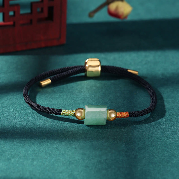 Buddha Stones Tibet Handgefertigtes grünes Aventurin- und rotes Malachit-Glücksschutz-Armband aus geflochtenem Seil