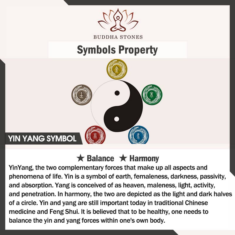 Halskette mit Anhänger „Buddha Stones Yin Yang“ aus Titanstahl mit Harmonie