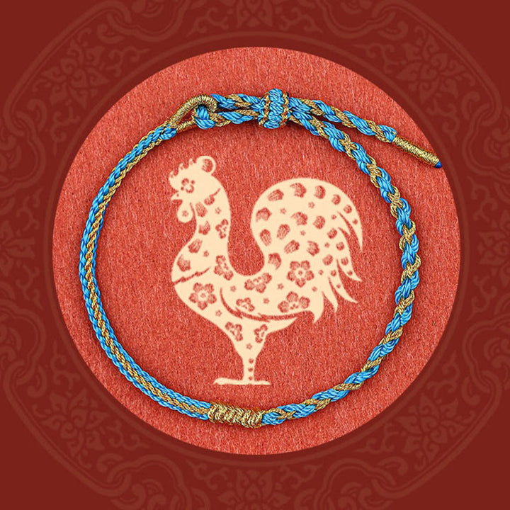 Buddha Stones Handgefertigtes chinesisches Sternzeichen-Kaninchen-Hahn-Ratte-Pferd-Drachen-Schutzgeflecht-Armband - Blau (Handgelenkumfang 14-19 cm) - image 10