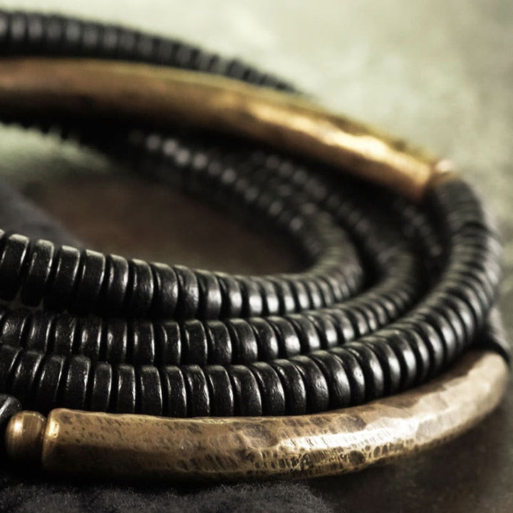 Buddha Stones, Ebenholz, Messing, Kupfer, Balance, mehrlagiges Armband - image 9