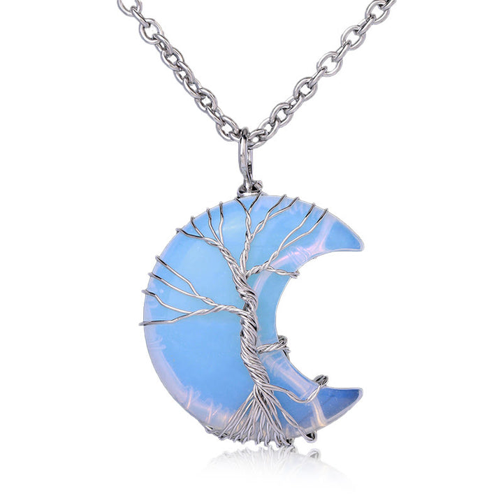 Buddha Stones, natürlicher Quarzkristall, Mond, Baum des Lebens, heilende Energie, Halsketten-Anhänger - Opal - image 13