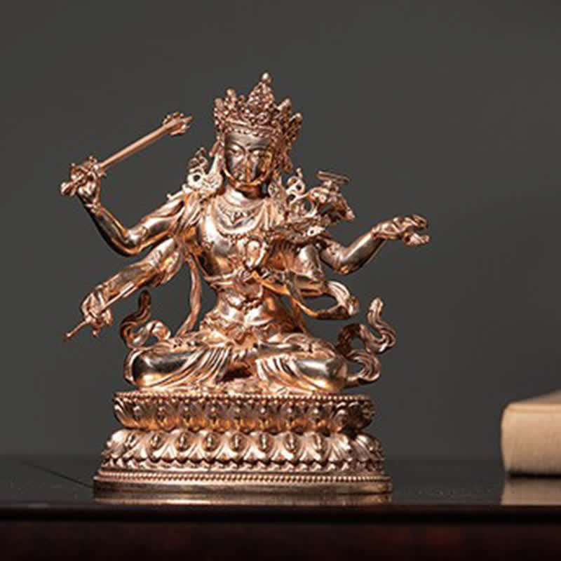 Vierarmige Manjusri Bodhisattva Figur Serenity Kupfer Statue Dekoration - image 1