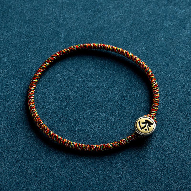 Buddha Stones, handgefertigt, 925er-Sterlingsilber, chinesisches Sternzeichen, Natal-Buddha-Schutz, buntes Seil-Armband - Normaler Stil - 18 cm - Hund/Schwein-Amitabha Buddha - image 7