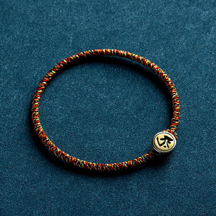 Buddha Stones, handgefertigt, 925er-Sterlingsilber, chinesisches Sternzeichen, Natal-Buddha-Schutz, buntes Seil-Armband - Normaler Stil - 18 cm - Hund/Schwein-Amitabha Buddha - image 7