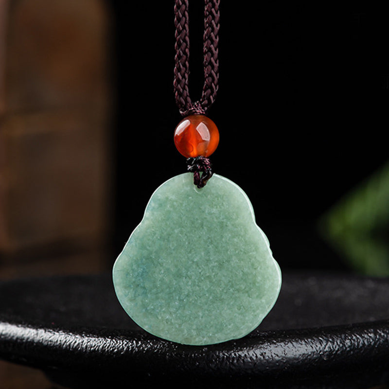Buddha Stones Lachender Buddha Cyan Jade Success Halskette String Anhänger - image 8
