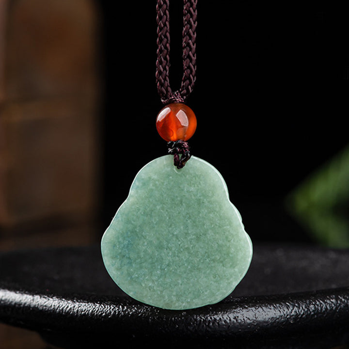 Buddha Stones Lachender Buddha Cyan Jade Success Halskette String Anhänger - image 8