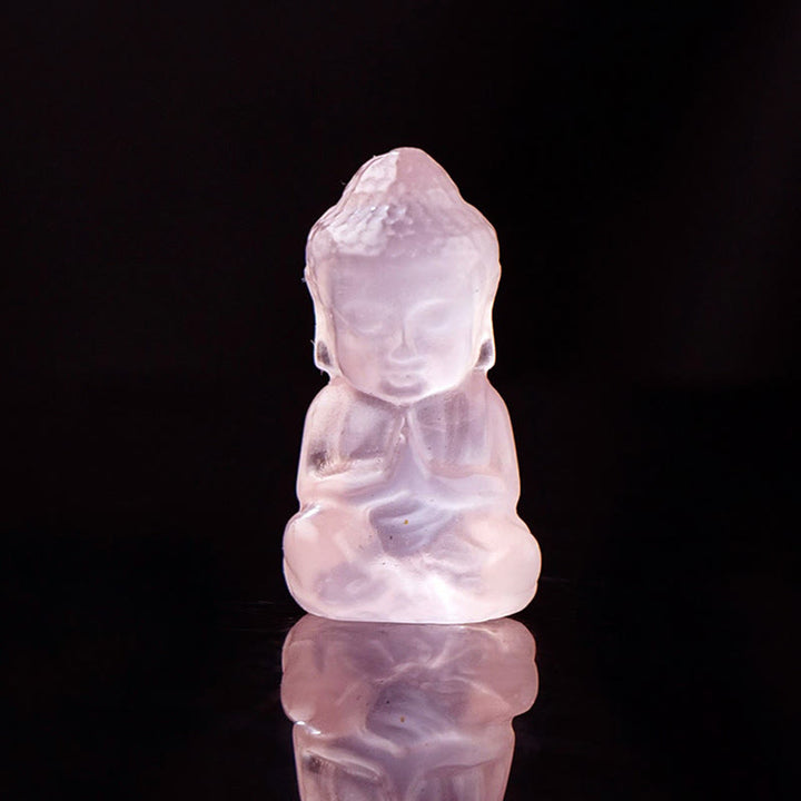 Buddha Stones, verschiedene Kristalle, Amethyst, rosa Kristall, Weiß Kristall, Citrin, Buddha, geschnitzt, spirituelle Heilung, Halskette, Anhänger, Dekoration