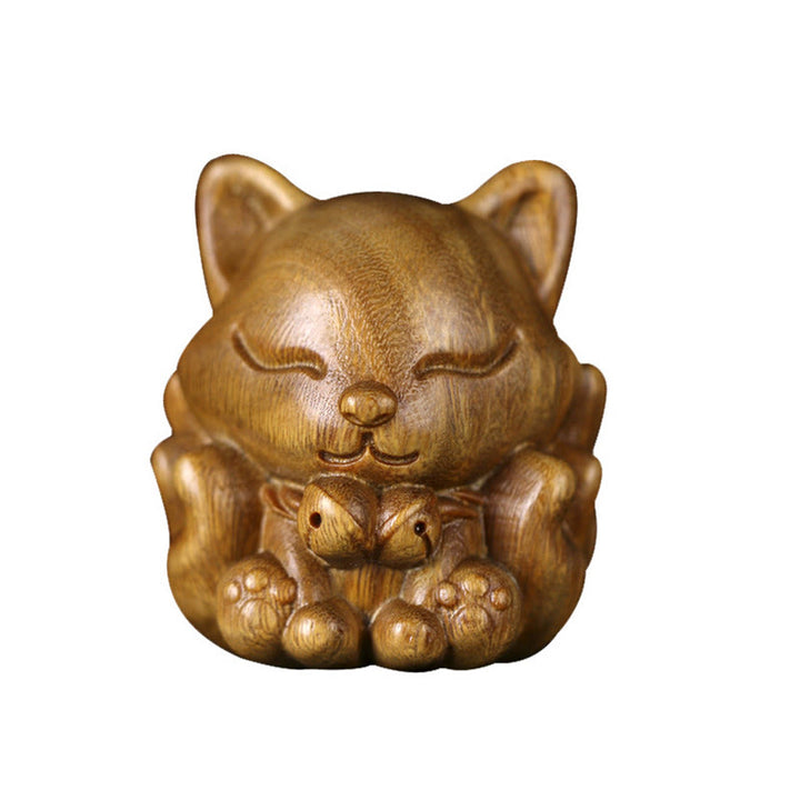 Buddha Stones, Mini-Neunschwänziger Fuchs, Elfenbein, Frucht, Sandelholz, grünes Sandelholz, Segensdekoration