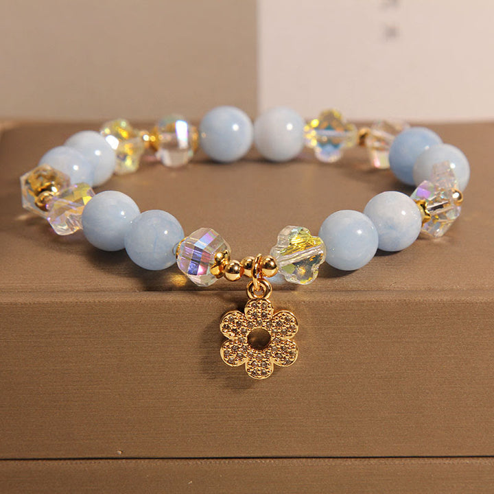 Buddha Stones Armband mit natürlichem Aquamarin und Heilkristall