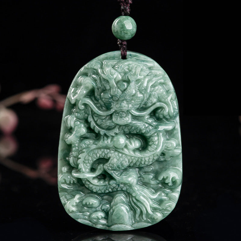 Buddha Stones, chinesisches Sternzeichen, Drache, Jade, Wohlstand, Halskette, Perlenschnur-Anhänger