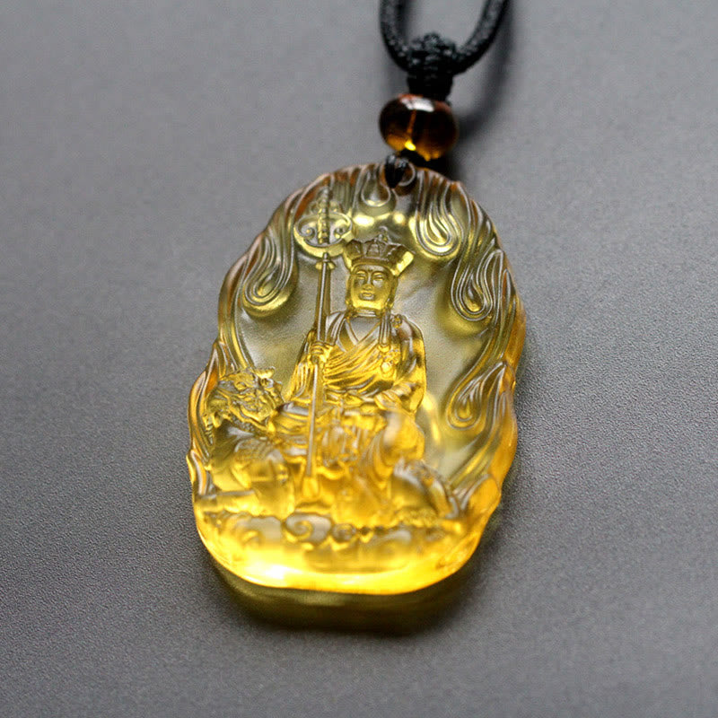 Buddha Stones Ksitigarbha Buddha Liuli Kristall Serenity Amulett Halskette Anhänger - Gelber Ksitigarbha - image 0