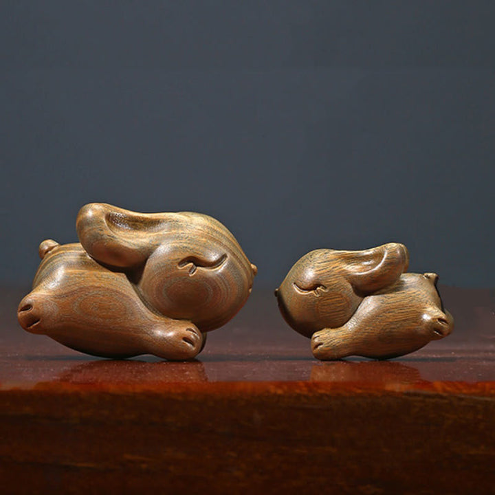 Buddha Stones Green Sandelwood Small Mini Cute Rabbit Bunny Peace Dekorationen - image 12