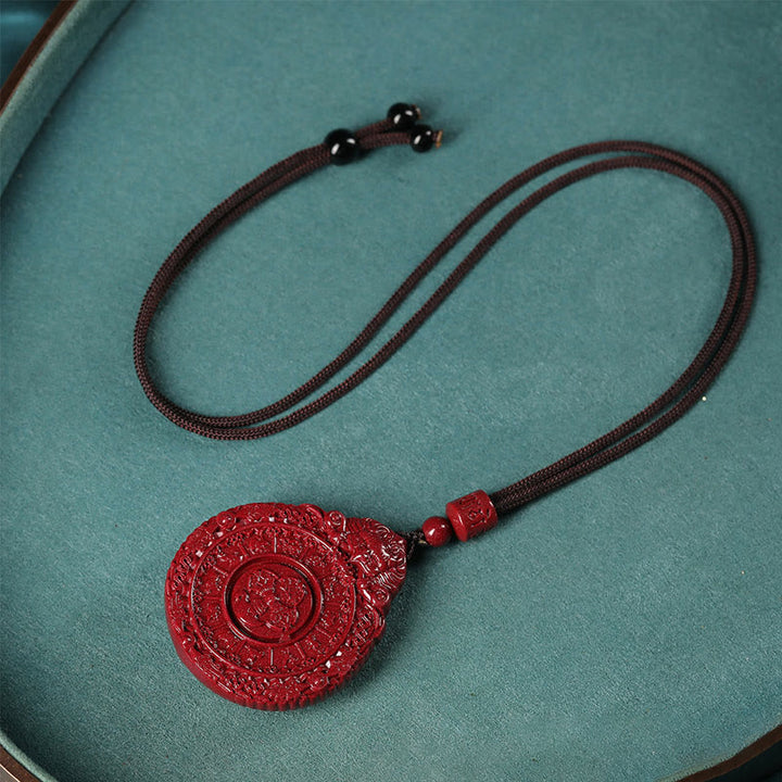 Buddha Stones, chinesisches Sternzeichen, natürliches Zinnober-Bagua-Amulett, halten böse Geister fern. Halsketten-Anhänger - image 3