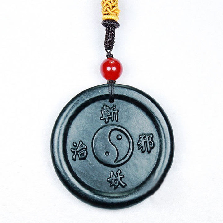 Buddha Stones, natürlicher Hetian-Cyan-Jade-Yin-Yang-Halskettenanhänger, Glücksharmonie - image 5