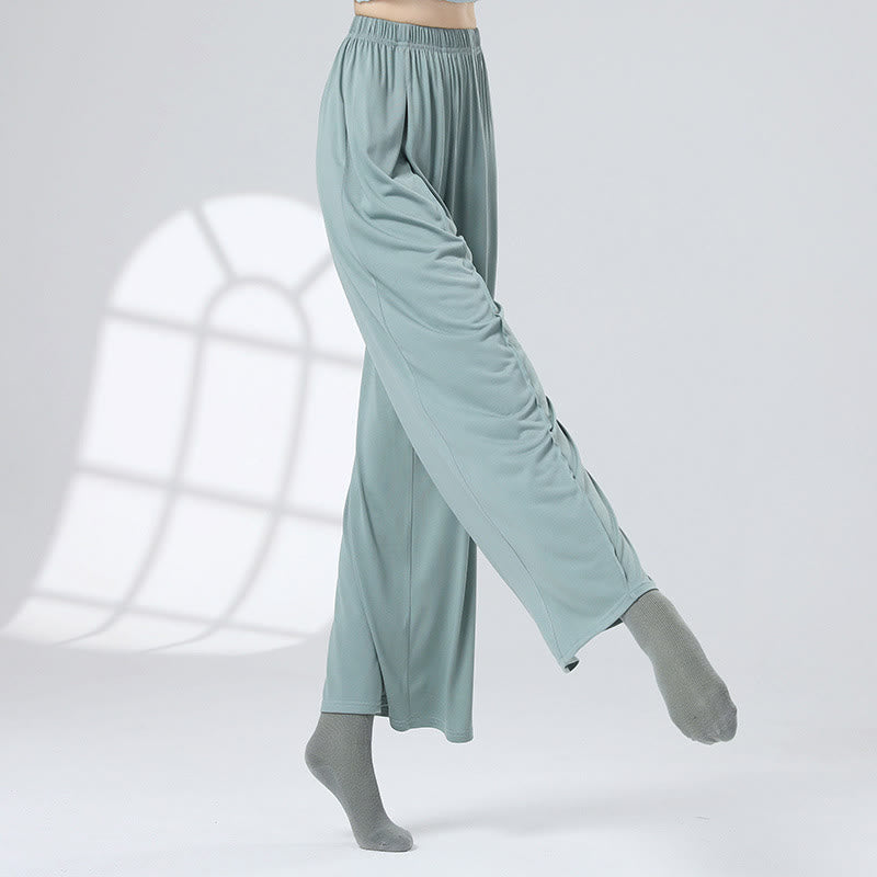 Buddha Stones Einfarbige, lockere Hose mit weitem Bein, Tanzhose für Damen