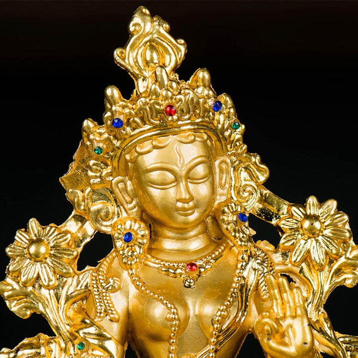 Bodhisattva Weiß Tara Hope Protection vergoldete Statuendekoration