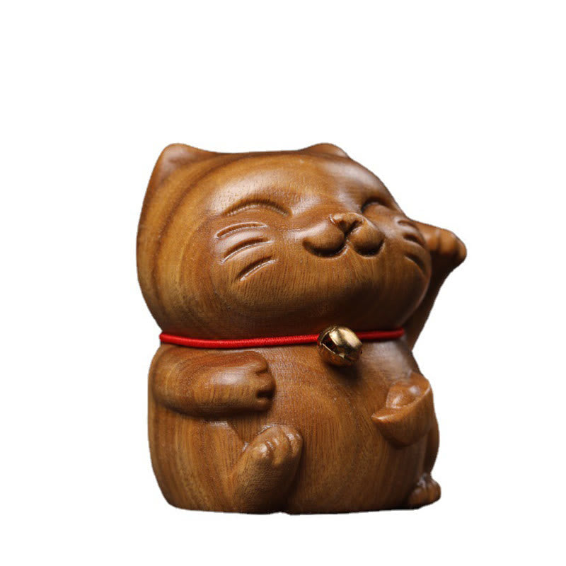 Buddha Stones Green Sandelwood Small Mini Cute Lucky Cat Peace Dekorationen