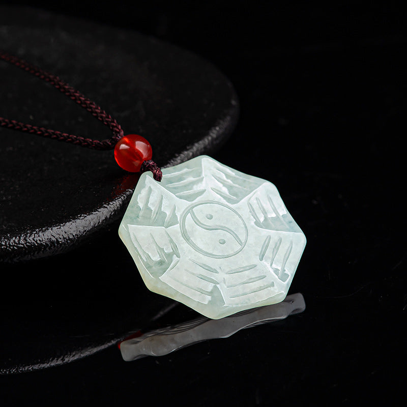 Natürlicher Jade Bagua Yin Yang Glückskettenanhänger - image 5