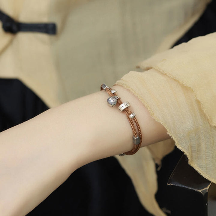 Buddha Stones 925 Sterling Silber Gold Schlucktier Koi Fisch Reichtum Handgefertigtes geflochtenes Armband - image 10