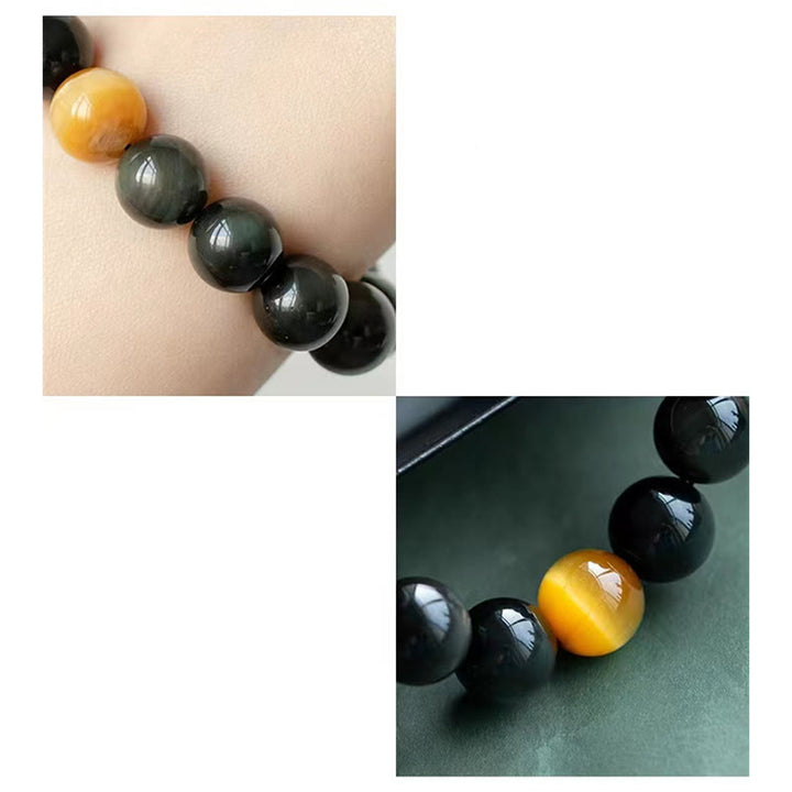 Buddha Stones natürliches Regenbogen-Obsidian-Tigerauge-Positive-Love-Armband