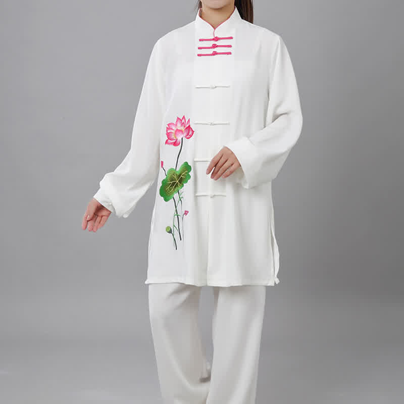 Lotusblüten-Blatt-Muster, Tai-Chi-Meditation, Gebet, spirituelle Zen-Übungskleidung, Damen-Set - US12， UK/AU16，EU44 (3XL) - image 1
