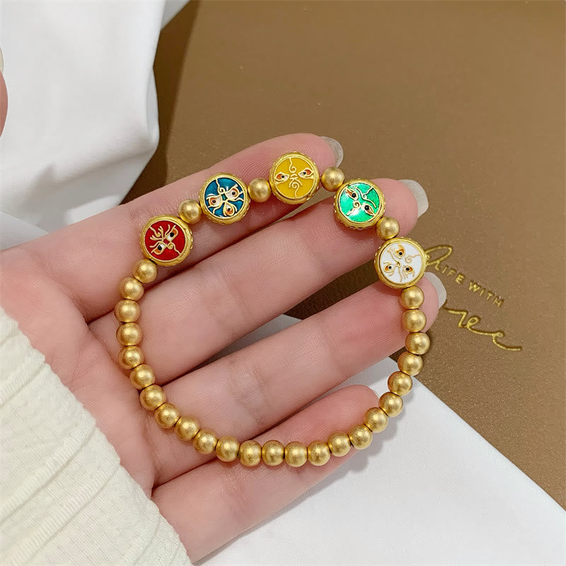 Buddha-Steine tibetischen fünf Gott des Reichtums Kupfer Perlen Glück Armband