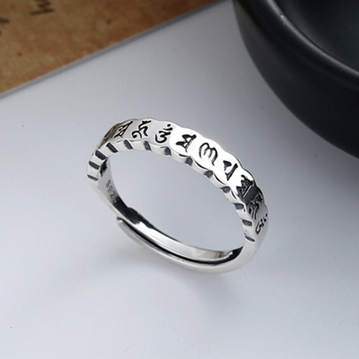 Buddha Stones Ring aus 925er-Sterlingsilber mit sechs wahren Worten und ruhiger Weisheit - image 1