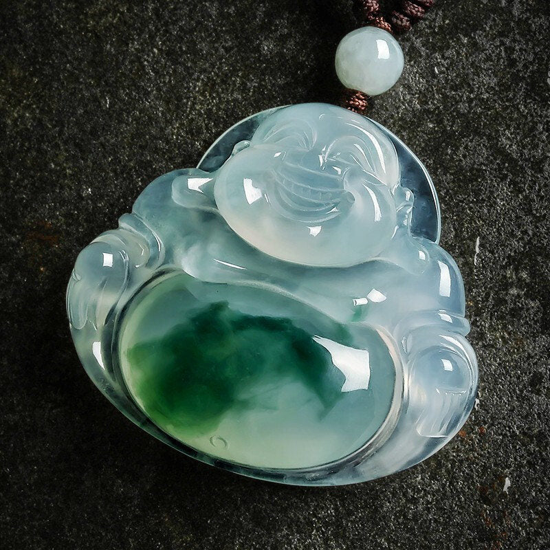 Buddha Cyan Jade Glück Halskette Anhänger - image 1