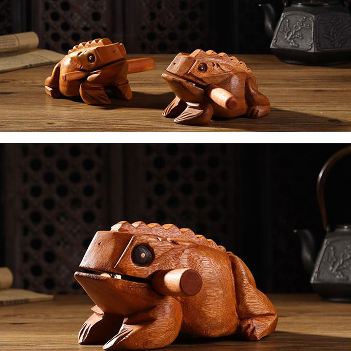 Buddha Stones, handgefertigt, FengShui, Reichtum, Glück, Frosch, Mini-hölzerner krächzender Frosch, Guiro-Dekoration - image 8