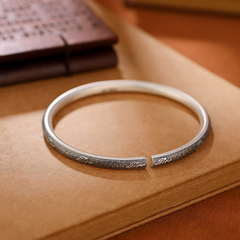 Buddha Stones Vintage 999 Sterling Silber Glücksbringer Wolken Design Glücksarmband Armreif - image 2