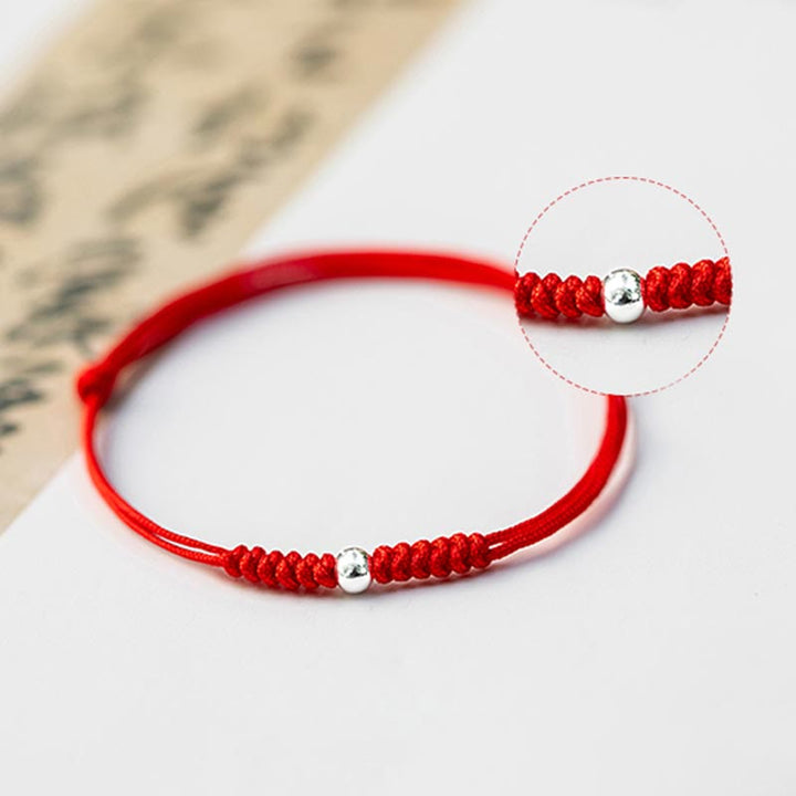 Buddha Stones 925 Sterling Silber Glücksperlenschutz Rote Schnur Geflochtenes Armband