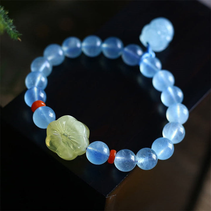 Natürliches Aquamarin-Bernstein-Pixiu-Friedensheilungs-Charm-Armband - image 4