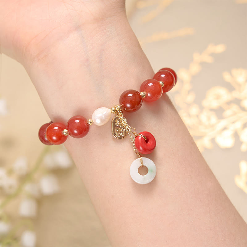 Buddha-Steine Jade Rot Achat Peace Schnalle Charm Vertrauen Armband