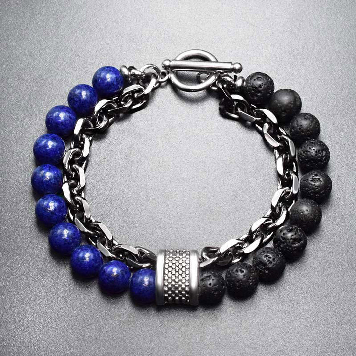 Buddha Stones, natürliches Tigerauge-Lazurit-Lapislazuli-Schutzarmband - Lazulit - image 4