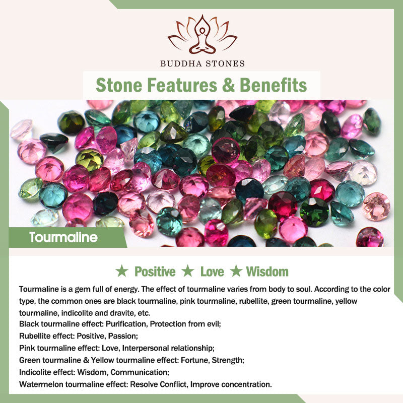 Buddha Stones Natürliches mehrfarbiges Turmalin-Jade-Blumenarmband mit positiver Wirkung, doppelt gewickelt