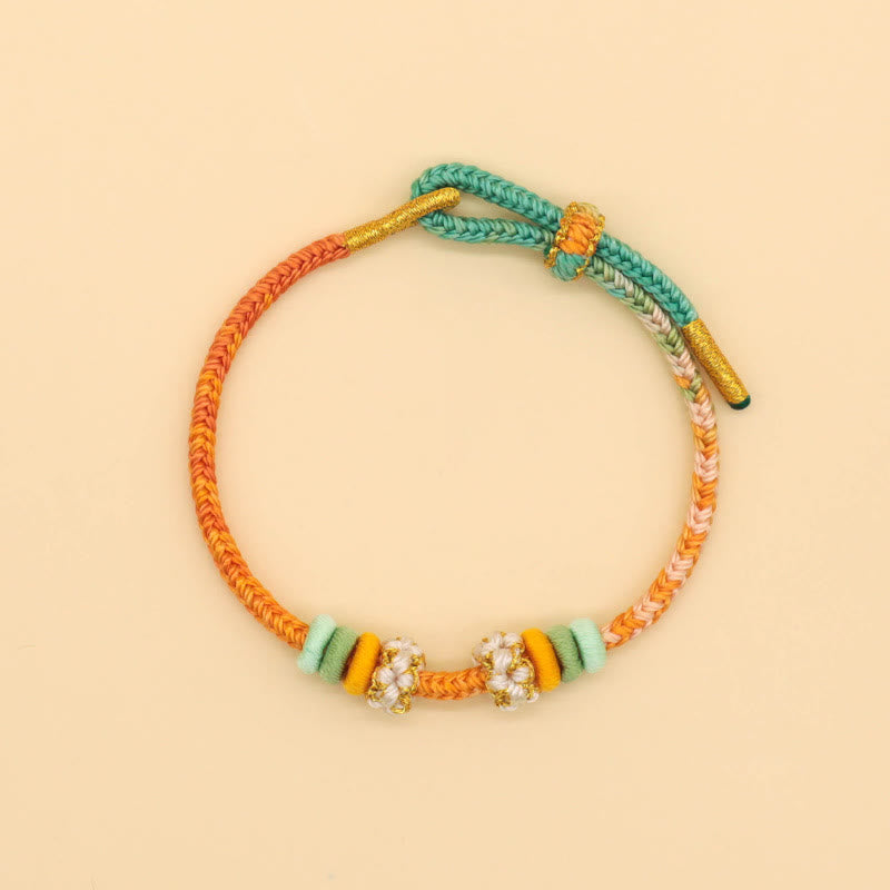 Buddha Stones Handgefertigtes achtfädiges Friedensknoten-Pfirsichblütenknoten-Glücksseil-geflochtenes Armband - image 9