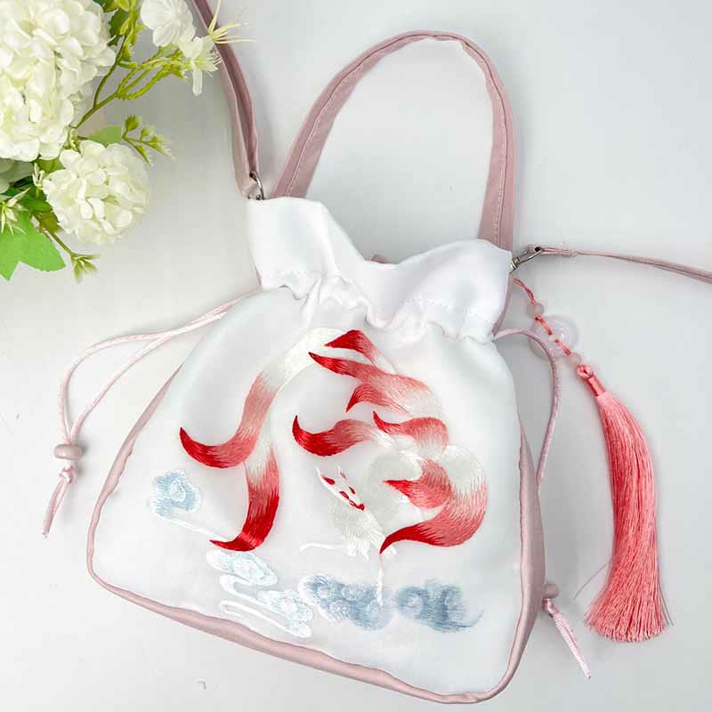 Buddha Stones Suzhou Stickerei Hase Lotus Epiphyllum Päonie Magnolie Seide Tote Crossbody Tasche Schultertasche Handtasche