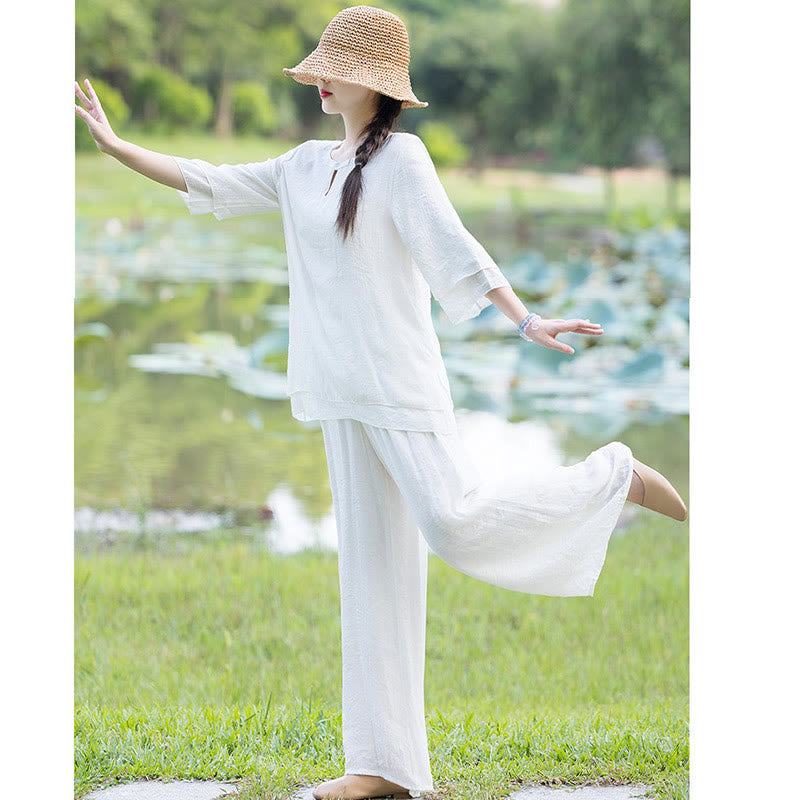 Tai Chi Meditation Gebet Zen Spirituelle Morgenpraxis Kleidung Damen Set - image 13