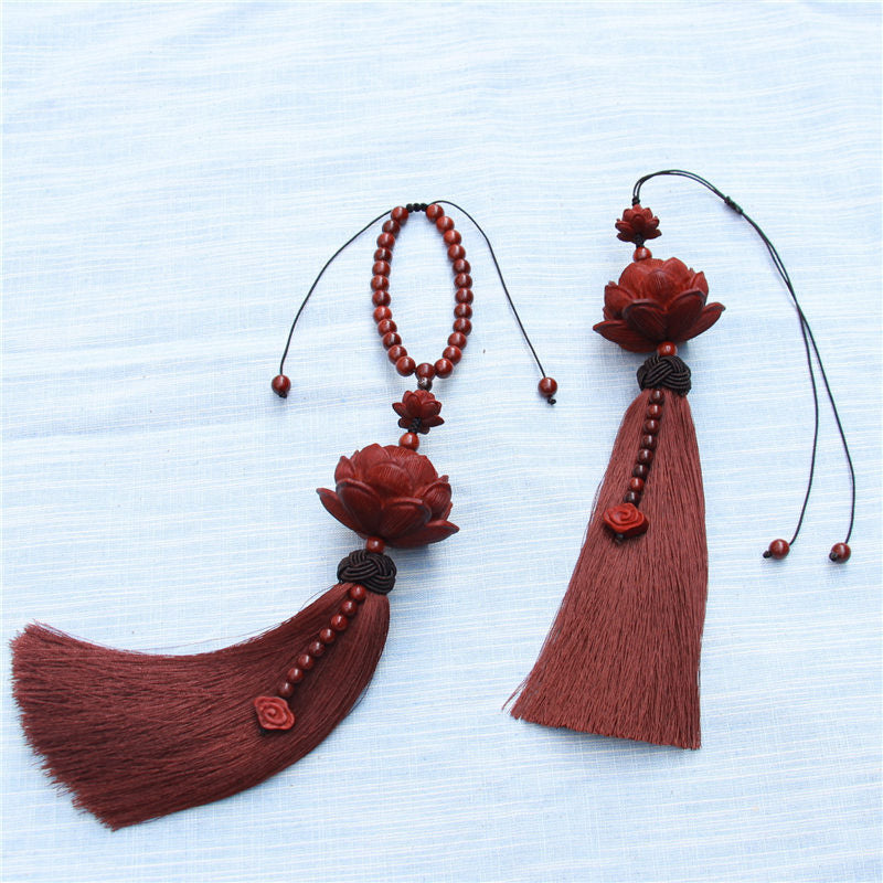 Buddha Stones, tibetisches kleines Blatt, rotes Sandelholz, Lotus, Glücksschutz, Quastendekoration